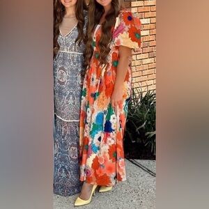 Floral Puff Sleeve Maxi Dress